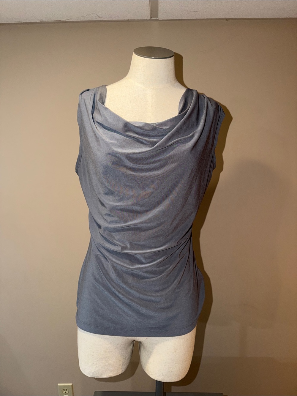 Dress Barn Sleeveless Drape Neck Camisole in Slate Gray